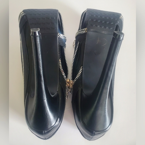 Show Story Punk Zip Peeptoe Platform 5.5" Heels Pumps Stilletto Black Sexy New - Picture 10 of 15